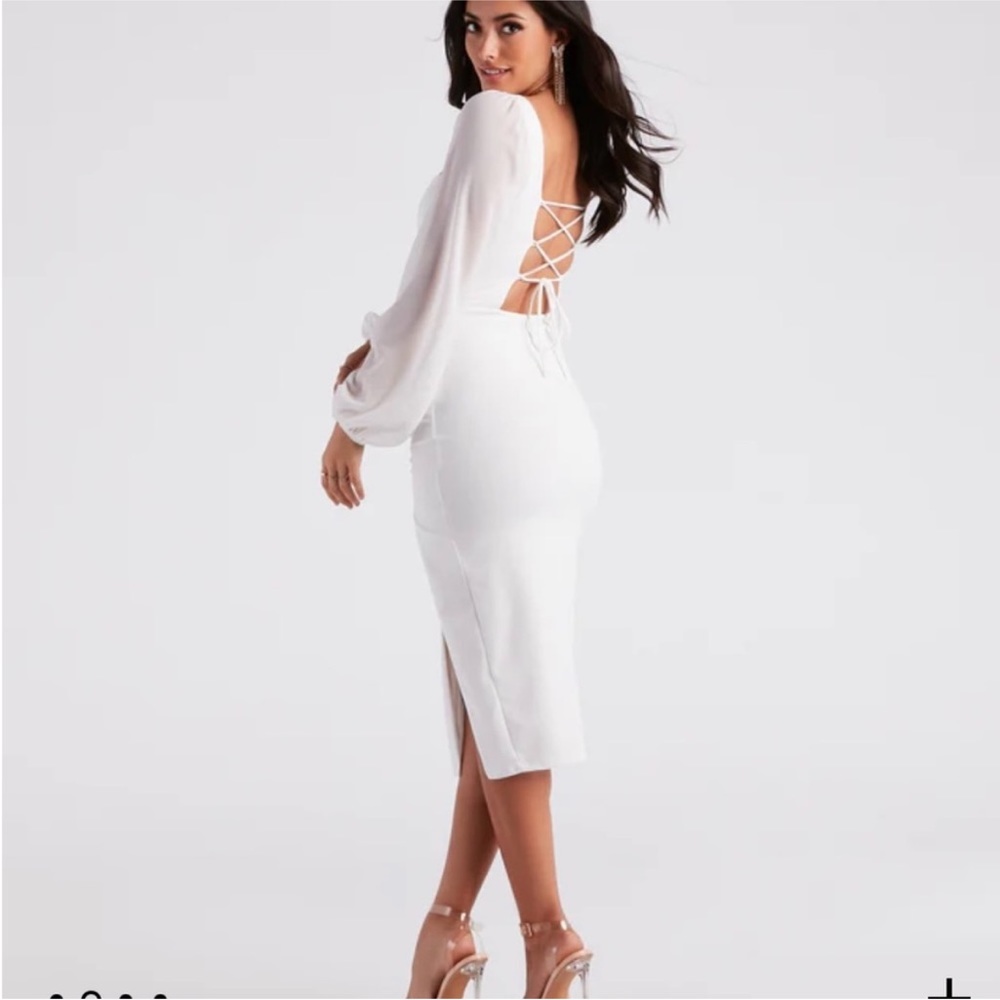 Violeta Chiffon Sleeve Crepe Midi Dress